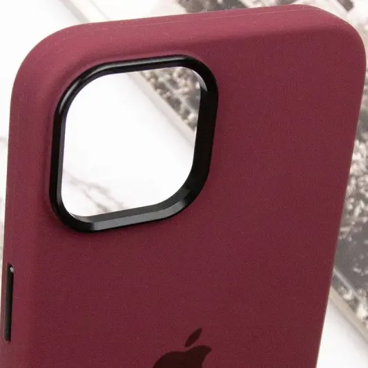 Чохол Silicone Case Metal Buttons (AA) для Apple iPhone 14 (6.1"), Бордовий / Plum - зображення 6 