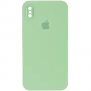 Чохол Silicone Case Square Full Camera Protective (AA) для Apple iPhone X / XS (5.8") М'ятний / Mint