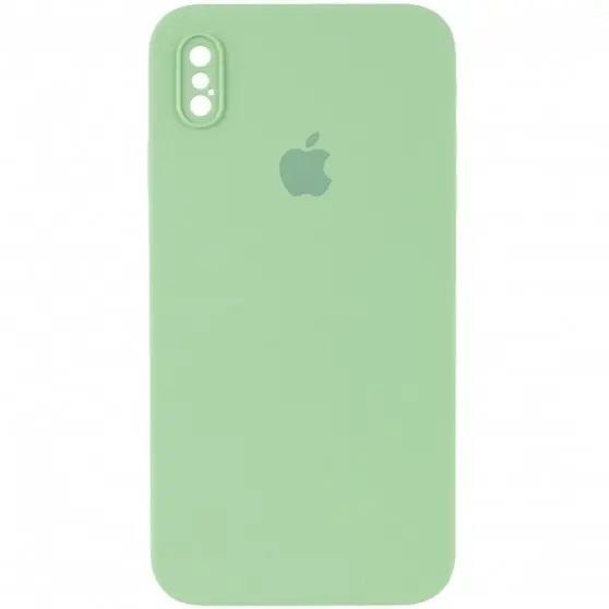 Чохол Silicone Case Square Full Camera Protective (AA) для Apple iPhone X / XS (5.8") М'ятний / Mint
