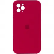 Чохол Silicone Case Square Full Camera Protective (AA) для Apple iPhone 11 Pro Max (6.5") Червоний / Rose Red