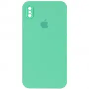 Чохол Silicone Case Square Full Camera Protective (AA) Для Apple iPhone XS Max ( Зелений / Spearmint)