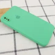 Чохол Silicone Case Square Full Camera Protective (AA) Для Apple iPhone XS Max ( Зелений / Spearmint)