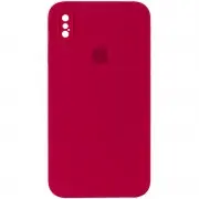 Чохол Silicone Case Square Full Camera Protective (AA) для Apple iPhone XS Max (6.5") Червоний / Rose Red