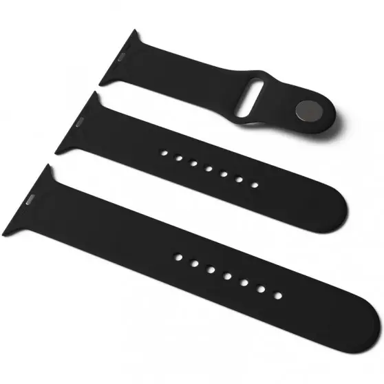 Силиконовый ремешок для Apple Watch Sport Band 42(ser.1-3)/44/45/46/49mm (S/M & M/L) 3pcs Черный / Black