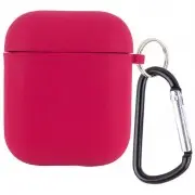 Силіконовий футляр з мікрофіброю для навушників Airpods 1/2 Червоний / Rose Red