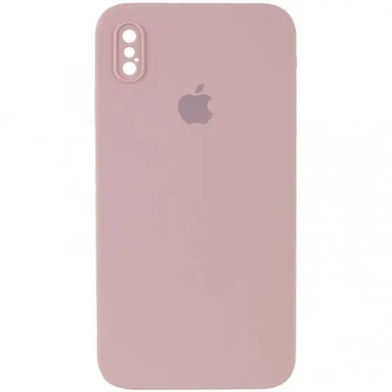 Чехол Silicone Case Square Full Camera Protective (AA) для Apple iPhone X / XS (5.8") Розовый / Pink Sand