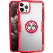 TPU+PC чехол Deen CrystalRing for Magnet (opp) для Apple iPhone 13 Pro (6.1") Бесцветный / Красный