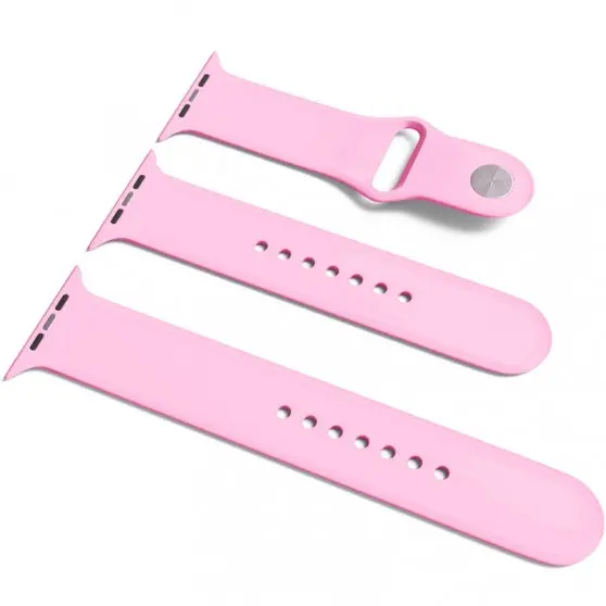 Силиконовый ремешок для Apple Watch Sport Band 38/40/41/42mm(ser.10) (S/M & M/L) 3pcs Розовый / Light pink