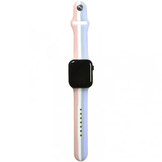 Силиконовый ремешок Rainbow для Apple Watch 38/40/41/42mm(ser.10) Розовый / Сиреневый