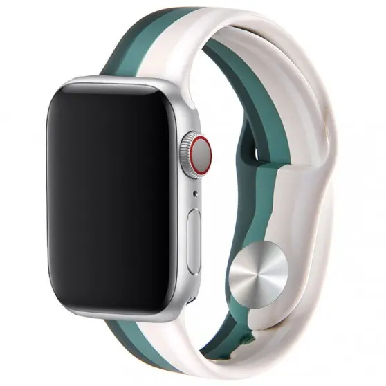 Силиконовый ремешок Rainbow для Apple Watch 38/40/41/42mm(ser.10) Белый / Зеленый