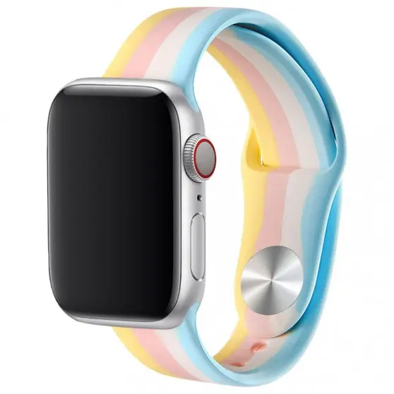 Силиконовый ремешок Rainbow для Apple Watch 38/40/41/42mm(ser.10) Желтый / Голубой
