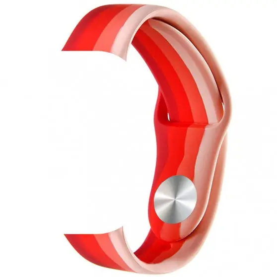 Силиконовый ремешок Rainbow для Apple Watch 38/40/41/42mm(ser.10) Розовый / Красный