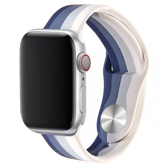 Силіконовий ремінець Rainbow для Apple Watch 42(ser.1-3)/44/45/46/49mm Синій / Сірий