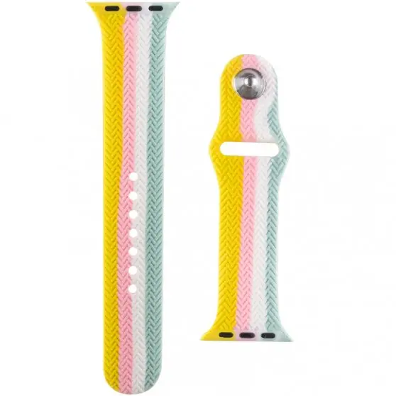 Силиконовый ремешок Braided для Apple Watch 42(ser.1-3)/44/45/46/49mm Желтый / Бирюзовый
