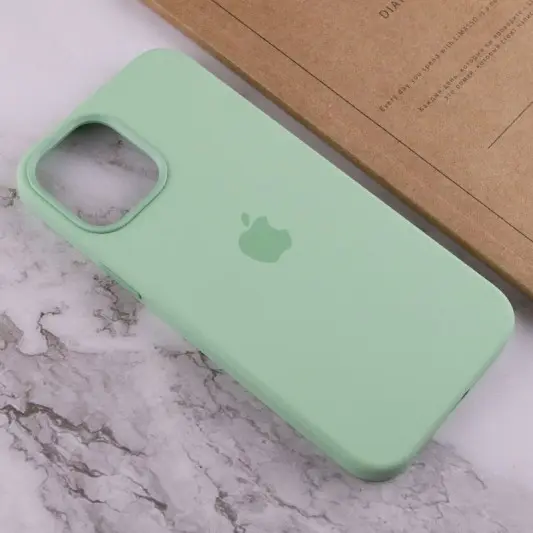 Чохол Silicone case (AAA) with Magsafe and Animation для Apple iPhone 12 Pro Max (6.7") Зелений / Pistachio - зображення 6 
