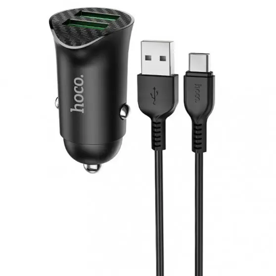 АЗУ Hoco Z39 Farsighted QC3.0 18W (2USB-A) + кабель USB to Type-C Черный
