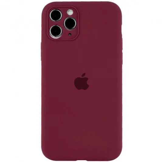 Чохол Silicone Case Full Camera Protective (AA) для Apple iPhone 12 Pro Max (6.7") Бордовий / Plum