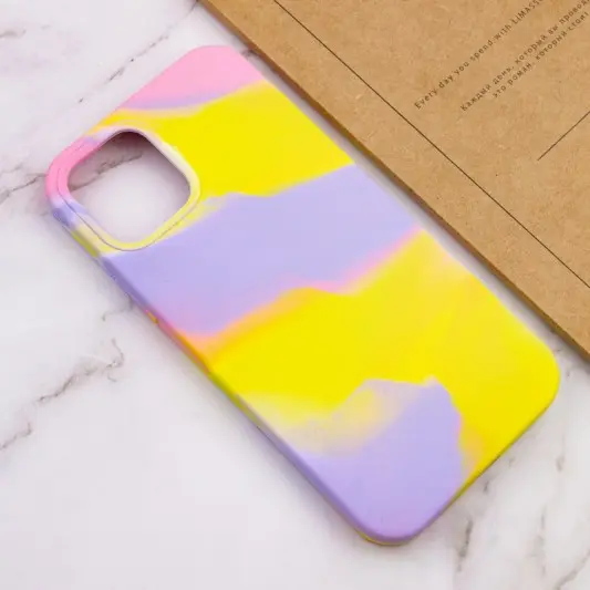 Чехол для Apple iPhone 13 Pro (6.1"") - Silicone case full Aquarelle (Сиренево-желтый) - изображение 3