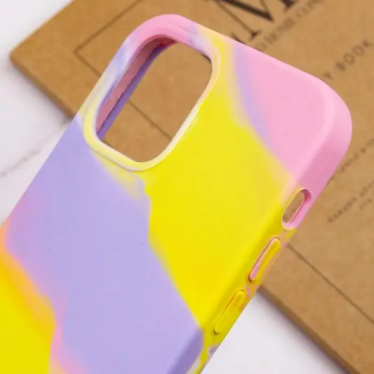 Чехол для Apple iPhone 13 Pro (6.1"") - Silicone case full Aquarelle (Сиренево-желтый) - изображение 4