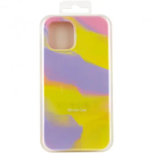 Чехол для Apple iPhone 13 Pro (6.1"") - Silicone case full Aquarelle (Сиренево-желтый) - изображение 5