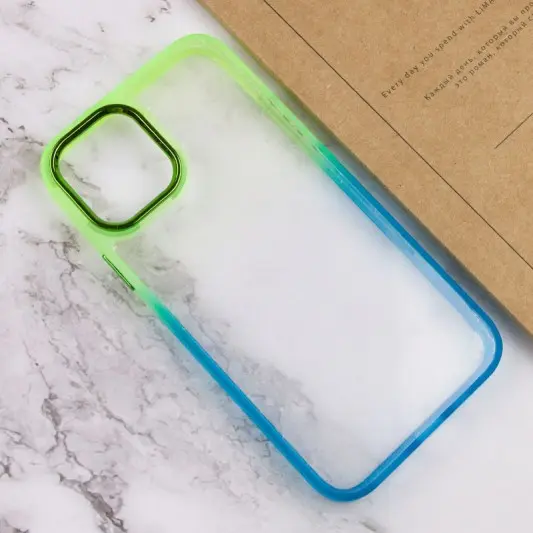 Чехол TPU+PC Fresh sip series для Apple iPhone 14 Plus (6.7") Бирюзовый / Лимонный - изображение 2