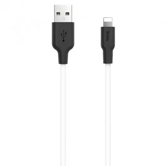 Дата кабель Hoco X21 Plus Silicone Lightning Cable (2m) black_white - зображення 1 