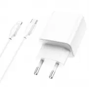 МЗП Borofone BA67A PD20W+QC3.0 (1USB-A/1C) + кабель Type-C to Lightning Білий