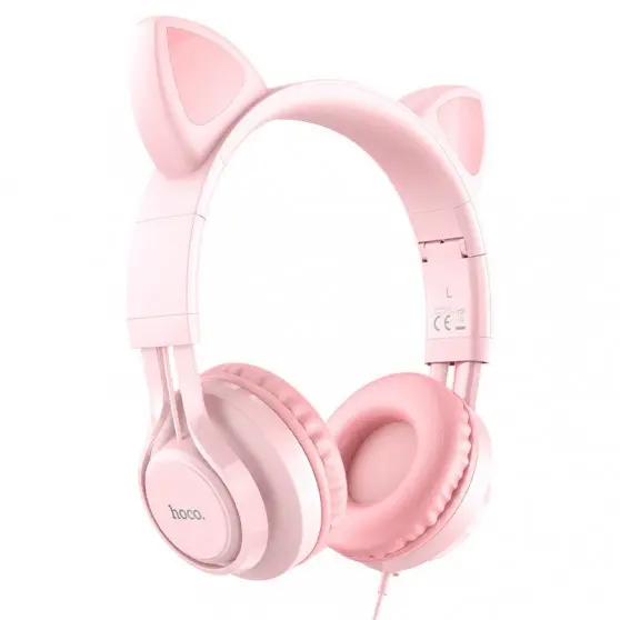 Накладні навушники Hoco W36 Cat ear (3.5mm/1.2m) Pink