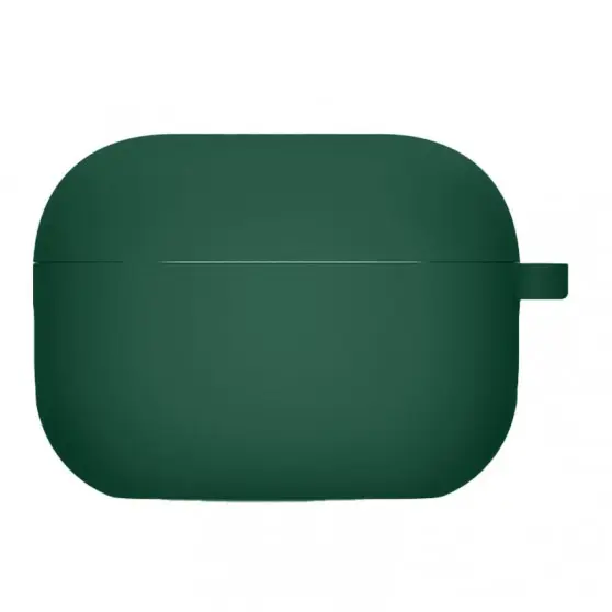 Силиконовый футляр с микрофиброй для наушников Airpods Pro 2, Зеленый / Pine green