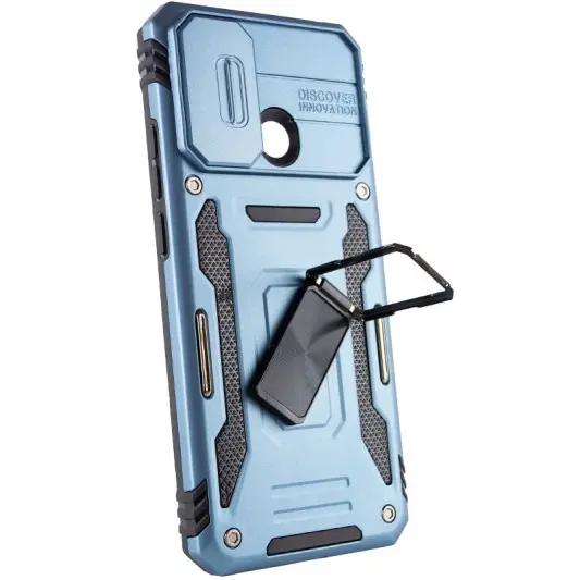 Ударопрочный чехол Camshield Army Ring для Xiaomi Redmi 10C Голубой / Light Blue - изображение 3
