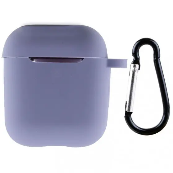 Силиконовый футляр New с карабином для наушников Airpods 1/2, Серый / Lavender Gray