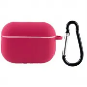 Силиконовый футляр New с карабином для наушников Airpods Pro Красный / Rose Red