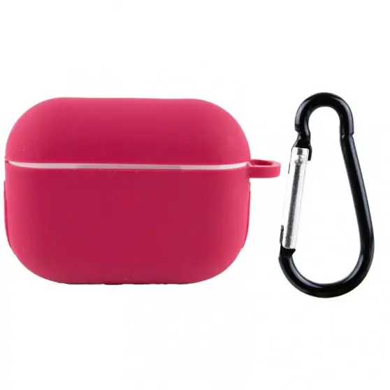 Силіконовий футляр New з карабіном для навушників Airpods Pro Червоний / Rose Red