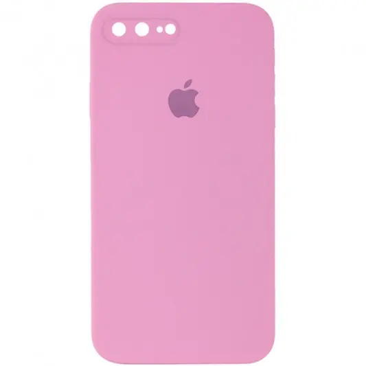 Чехол Silicone Case Square Full Camera Protective (AA) для Apple iPhone 7 plus / 8 plus (5.5") Розовый / Light pink