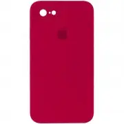 Чохол Silicone Case Square Full Camera Protective (AA) для Apple iPhone 7 / 8 / SE (2020) (4.7") Червоний / Rose Red