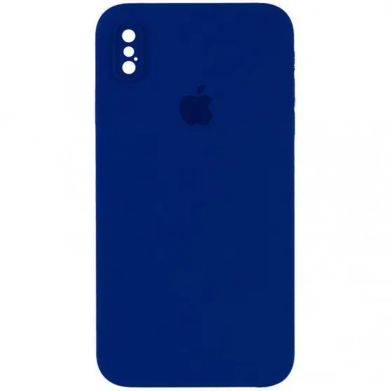 Чохол Silicone Case Square Full Camera Protective (AA) для Apple iPhone X / XS (5.8") Синій / Deep navy