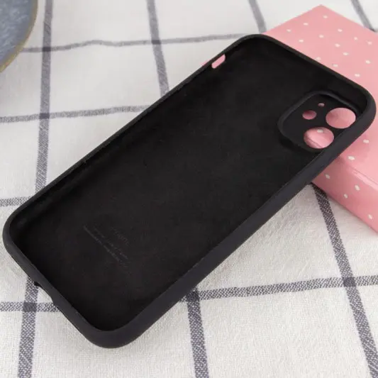 Чехол Silicone Case Full Camera Protective (AA) для Apple iPhone 12 (6.1") Черный / Black - изображение 1