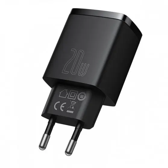 СЗУ Baseus Compact Quick Charger 20W QC+PD (1USB-A/1C) (CCXJ-B) Black