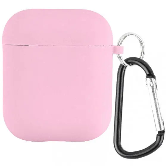 Силиконовый футляр с микрофиброй для наушников Airpods 1/2, Розовый / Light pink