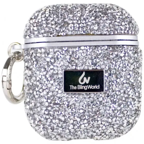 TPU чохол Bling World Rock Diamond для навушників AirPods 1/2 Срібний