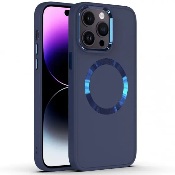 TPU чехол Bonbon Metal Style with MagSafe для Apple iPhone 12 Pro/12 (6.1"), Синий / Cosmos Blue
