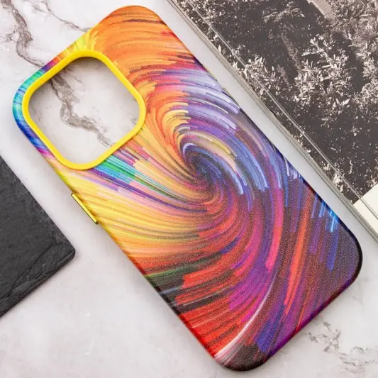 Шкіряний чохол Colour Splash with MagSafe для Apple iPhone 13 Pro Max (6.7") Orange / Red - зображення 4 
