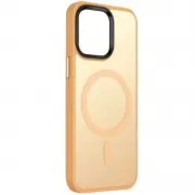 TPU+PC чохол Metal Buttons with MagSafe Colorful для Apple iPhone 14 (6.1") Персиковий / Orange