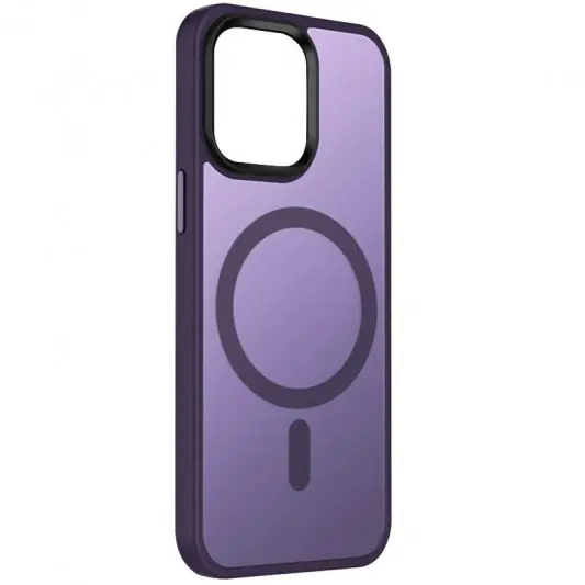 TPU+PC чохол Metal Buttons with MagSafe Colorful для Apple iPhone 14 (6.1") Темно-фіолетовий / Dark Purple