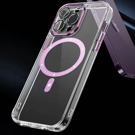 Чехол TPU+PC Colorful with MagSafe для Apple iPhone 13 Pro (6.1") Pink - изображение 6