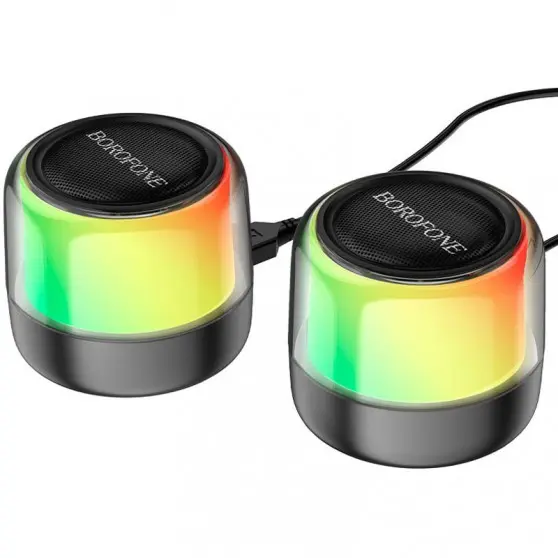 Bluetooth колонка Borofone BP12 Colorful BT wired 2-in-1 computer speaker, Black