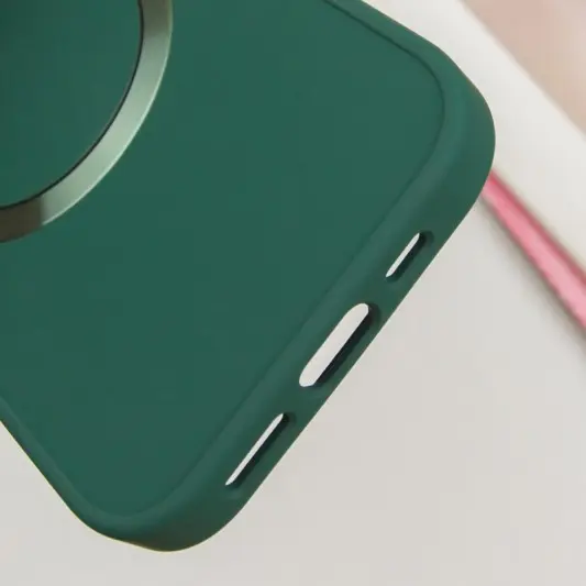 TPU чохол Bonbon Metal Style with MagSafe для Apple iPhone 14 (6.1") Зелений / Pine green - зображення 4 