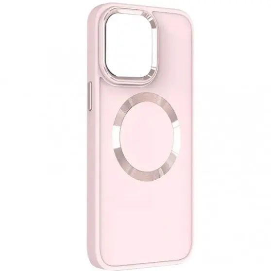 TPU чехол Bonbon Metal Style with MagSafe для Apple iPhone 14 (6.1") Розовый / Light Pink