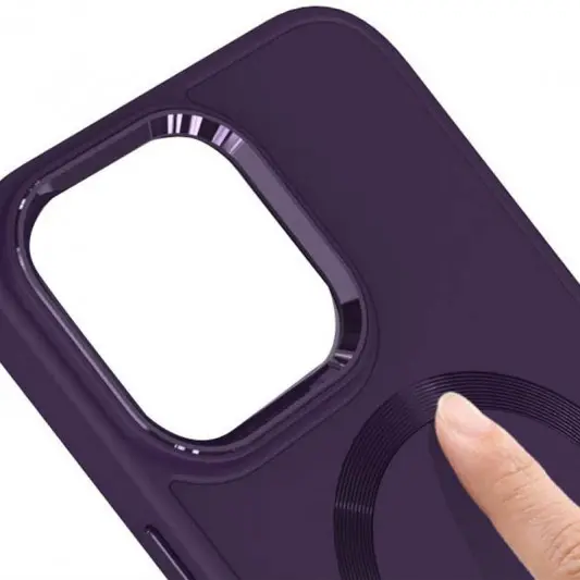 TPU чехол Bonbon Metal Style with MagSafe для Apple iPhone 14 (6.1") Фиолетовый / Dark Purple - изображение 3