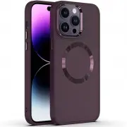 TPU чохол Bonbon Metal Style with MagSafe для Apple iPhone 14 Pro (6.1"), Бордовий / Plum